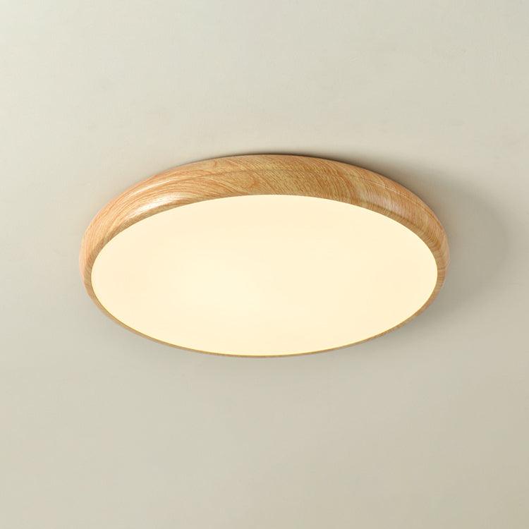 Plafonnier LED rond en acrylique Grena – Effet bois noyer ou chêne, version télécommandée