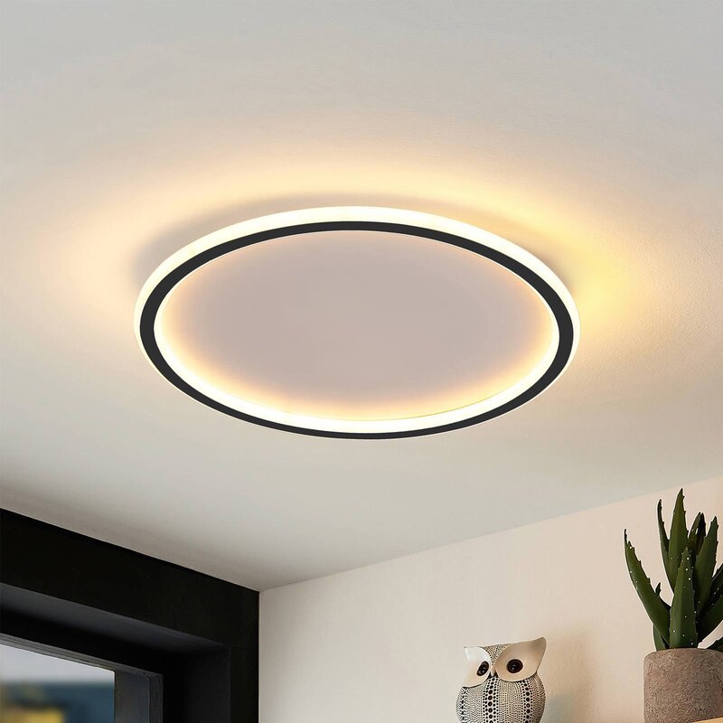 Plafonnier LED rond Quasso – Variable avec télécommande, 3 températures, noir ou blanc