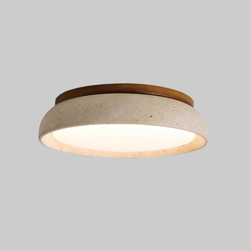 Plafonnier LED en travertin Kloris – Pierre naturelle et bois, version variable