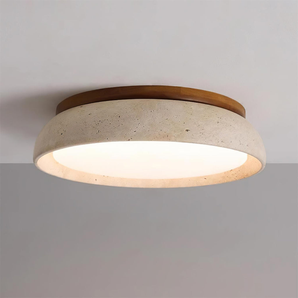 Plafonnier LED en travertin Kloris – Pierre naturelle et bois, version variable