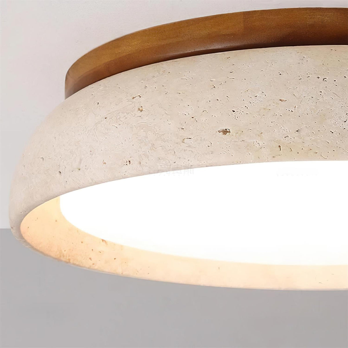 Plafonnier LED en travertin Kloris – Pierre naturelle et bois, version variable