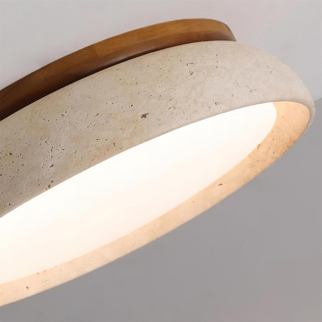 Plafonnier LED en travertin Kloris – Pierre naturelle et bois, version variable
