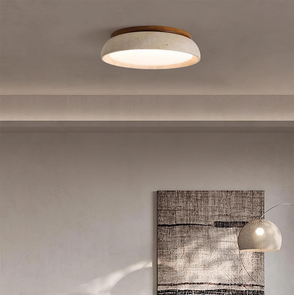 Plafonnier LED en travertin Kloris – Pierre naturelle et bois, version variable