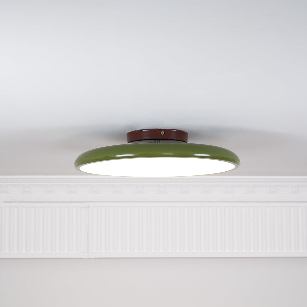 Plafonnier orientable coloré Fyne – Métal et acrylique, tête réglable beige ou verte