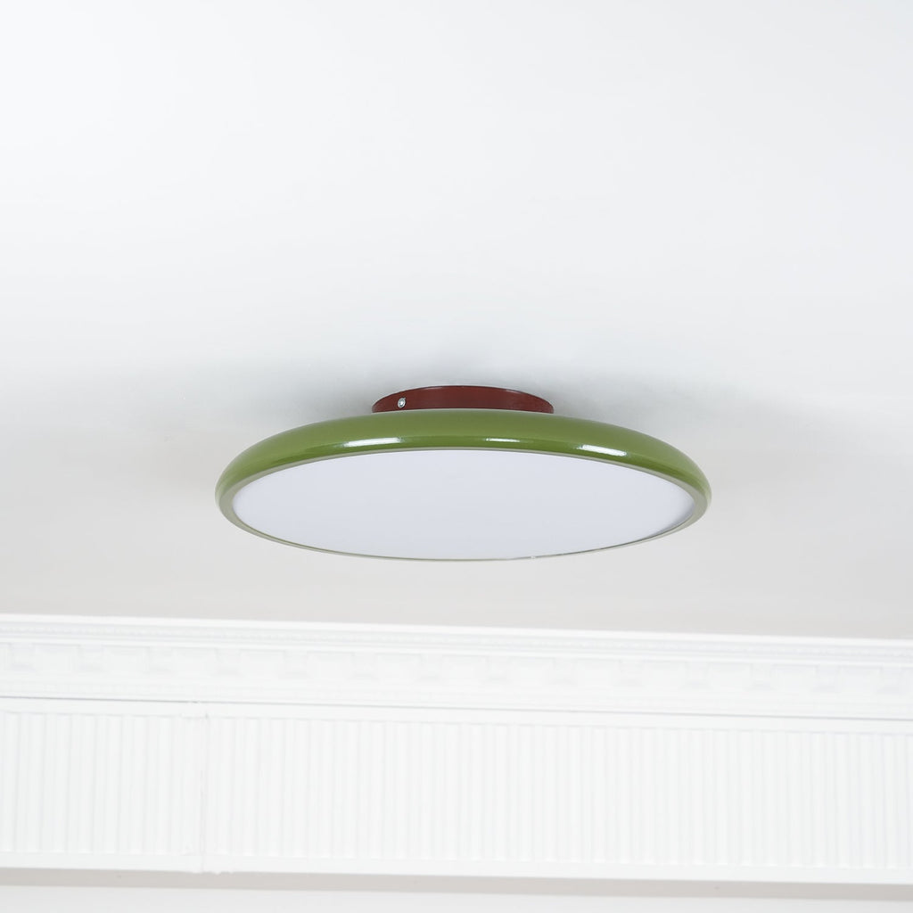 Plafonnier orientable coloré Fyne – Métal et acrylique, tête réglable beige ou verte