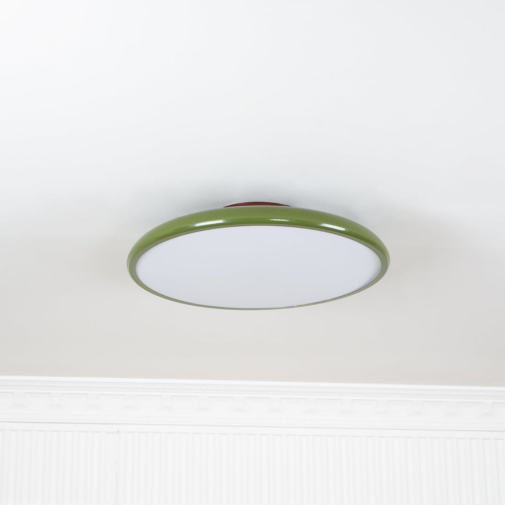 Plafonnier orientable coloré Fyne – Métal et acrylique, tête réglable beige ou verte