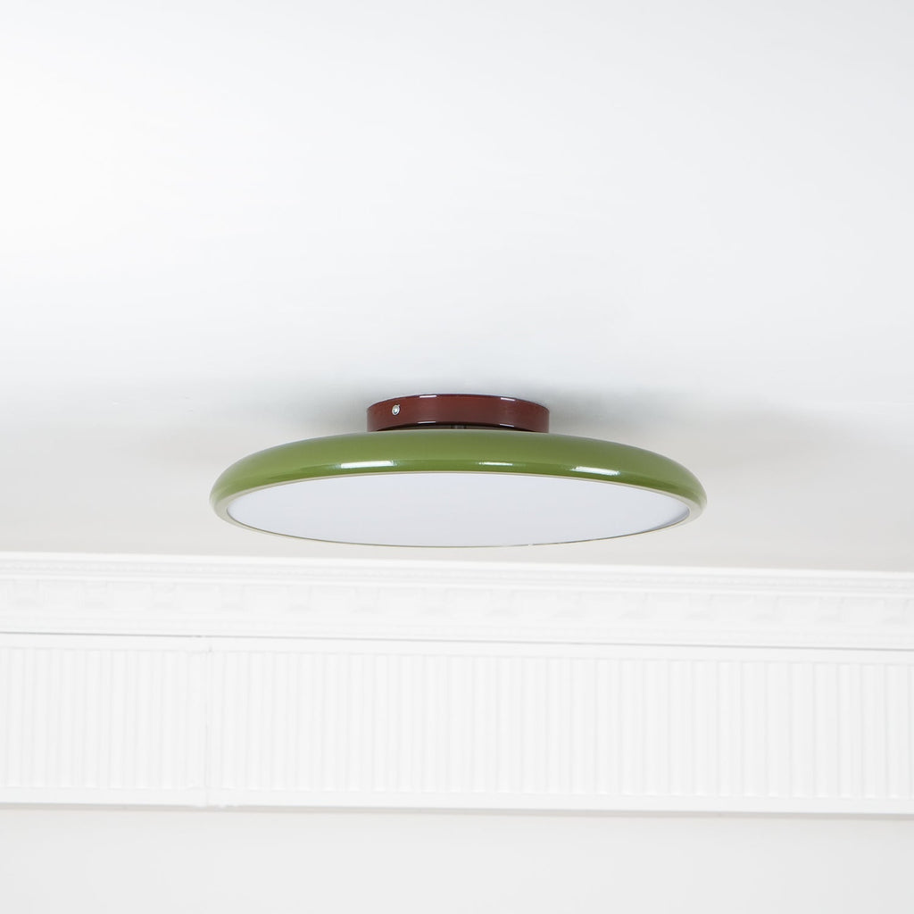 Plafonnier orientable coloré Fyne – Métal et acrylique, tête réglable beige ou verte