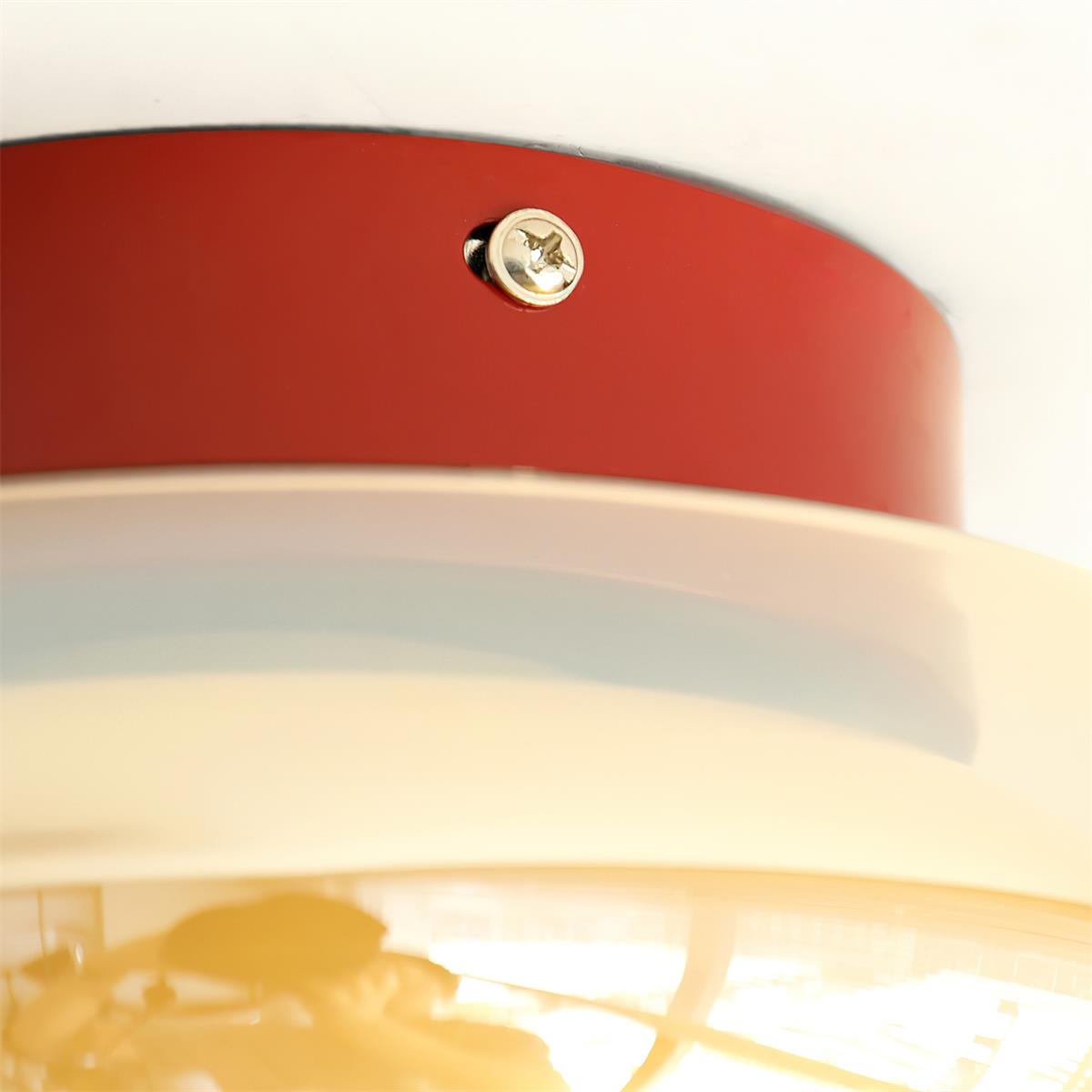 Plafonnier rétro en verre June – Cognac cerclé de rouge, 3 températures de couleur