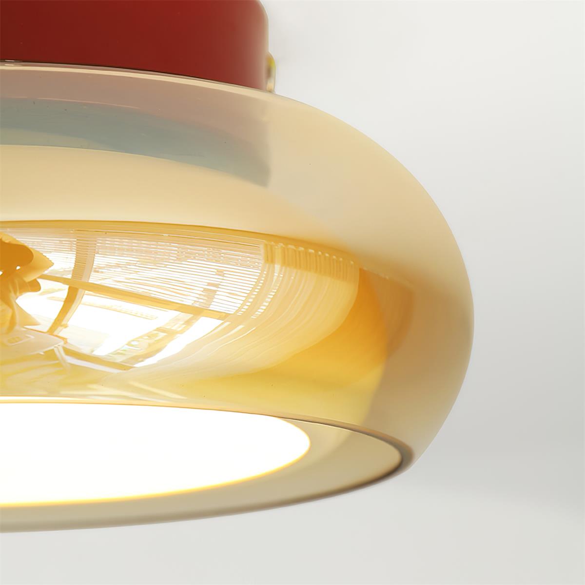 Plafonnier rétro en verre June – Cognac cerclé de rouge, 3 températures de couleur