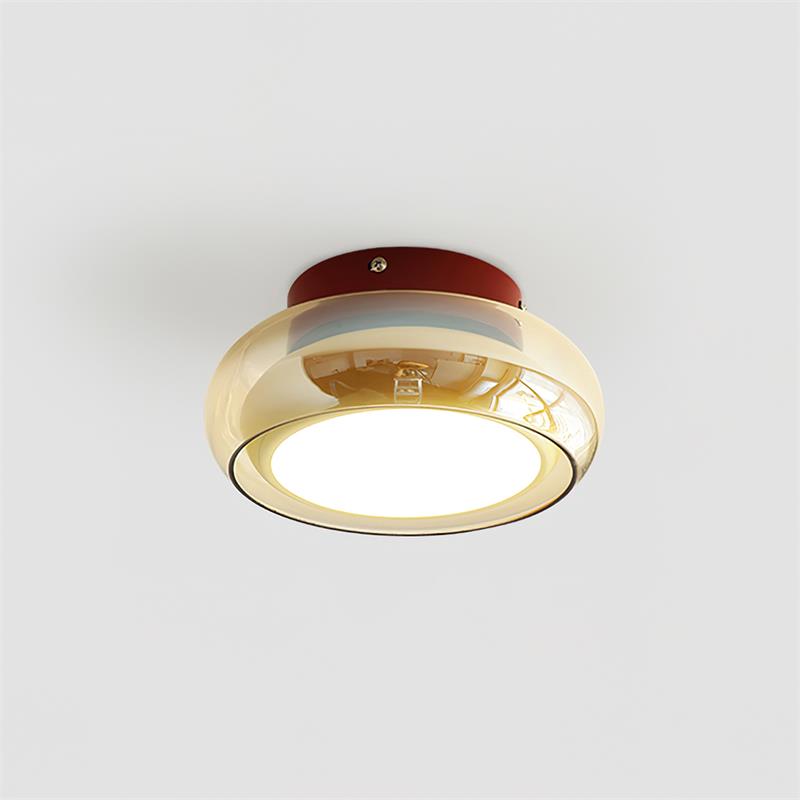 Plafonnier rétro en verre June – Rouge et cognac / 3 températures (via interrupteur)