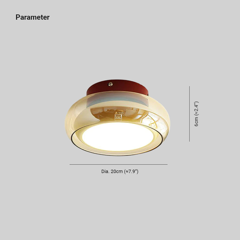 Plafonnier rétro en verre June – Cognac cerclé de rouge, 3 températures de couleur