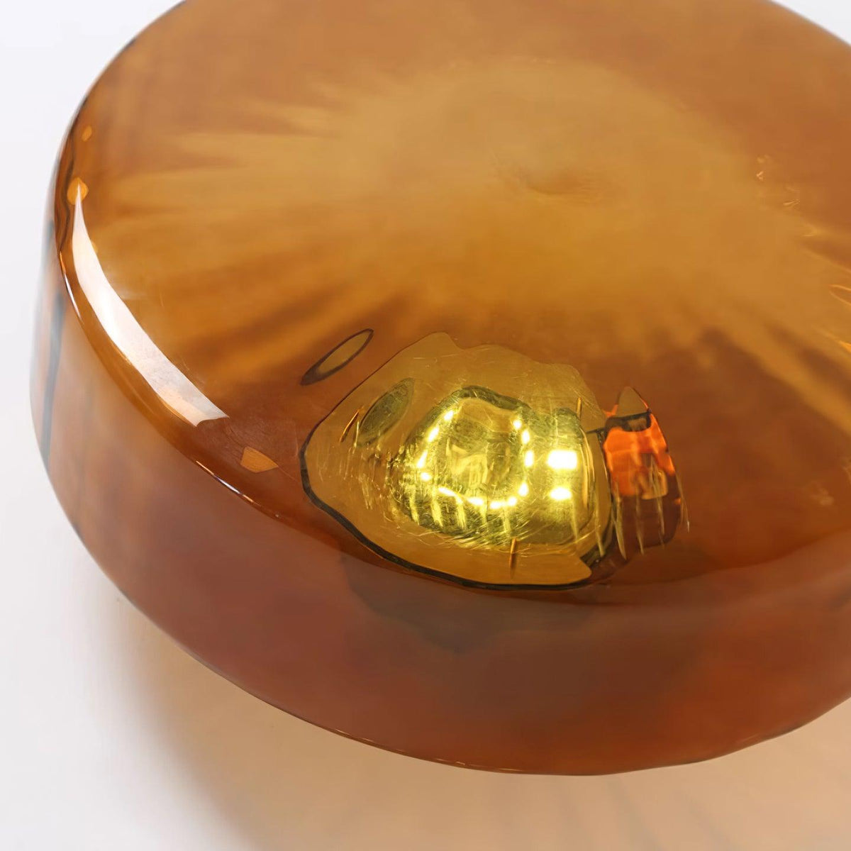 Plafonnier en verre ambré June – Motif rayonnant rétro, lumière chaude