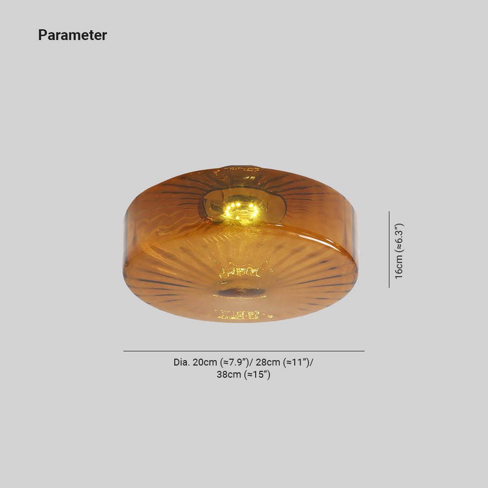 Plafonnier en verre ambré June – Ø 20 cm