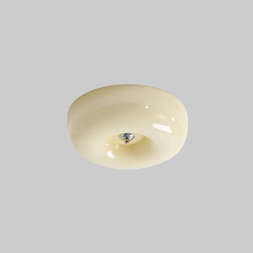 Plafonnier en verre Candy – Rond crème, blanc lait ou orange, 3 températures