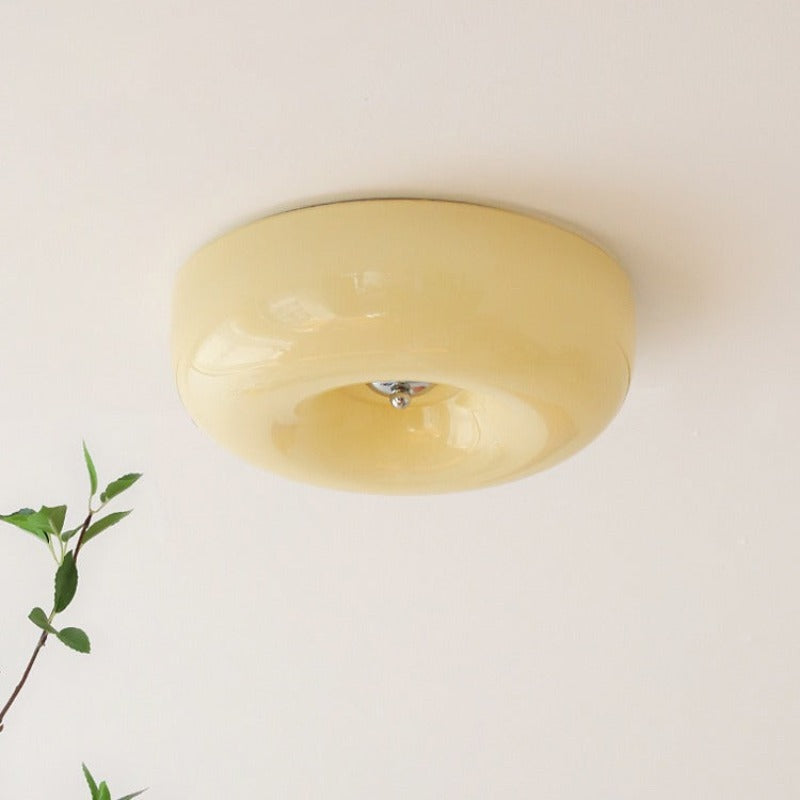 Plafonnier en verre Candy – Rond crème, blanc lait ou orange, 3 températures