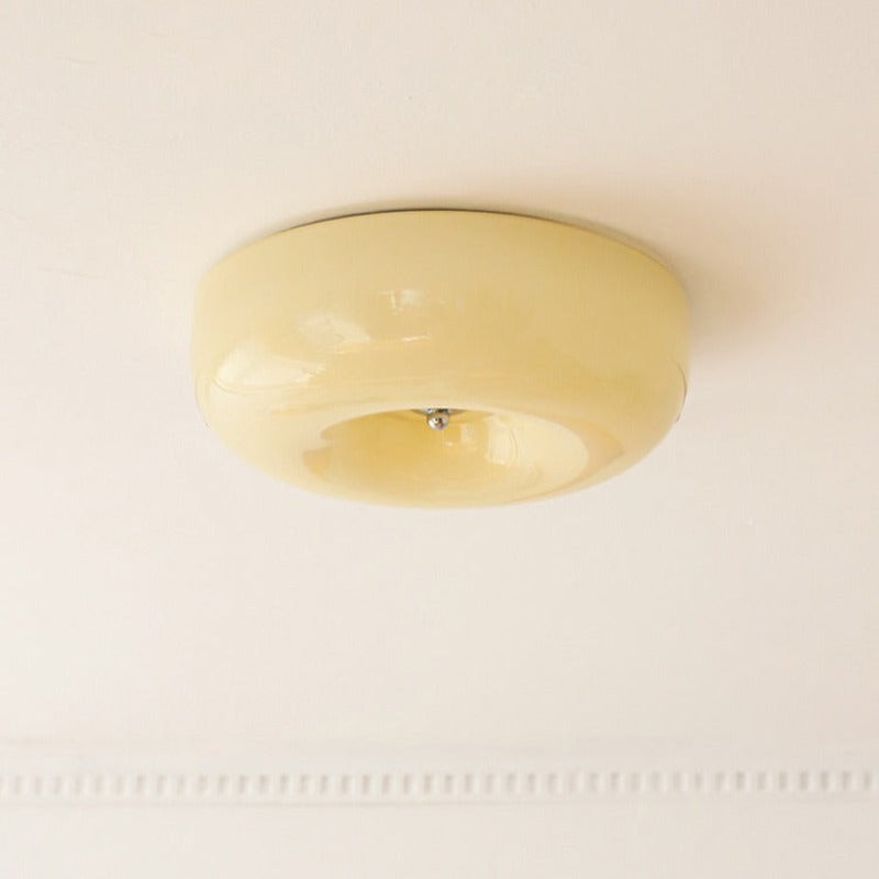 Plafonnier en verre Candy – Rond crème, blanc lait ou orange, 3 températures