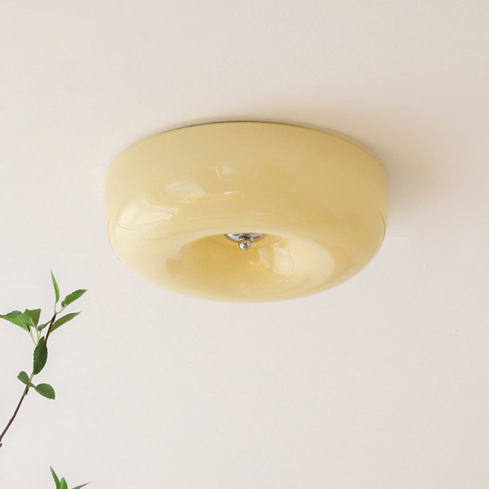 Plafonnier en verre Candy – Jaune crème / Ø 32 cm / 3 températures (via interrupteur)