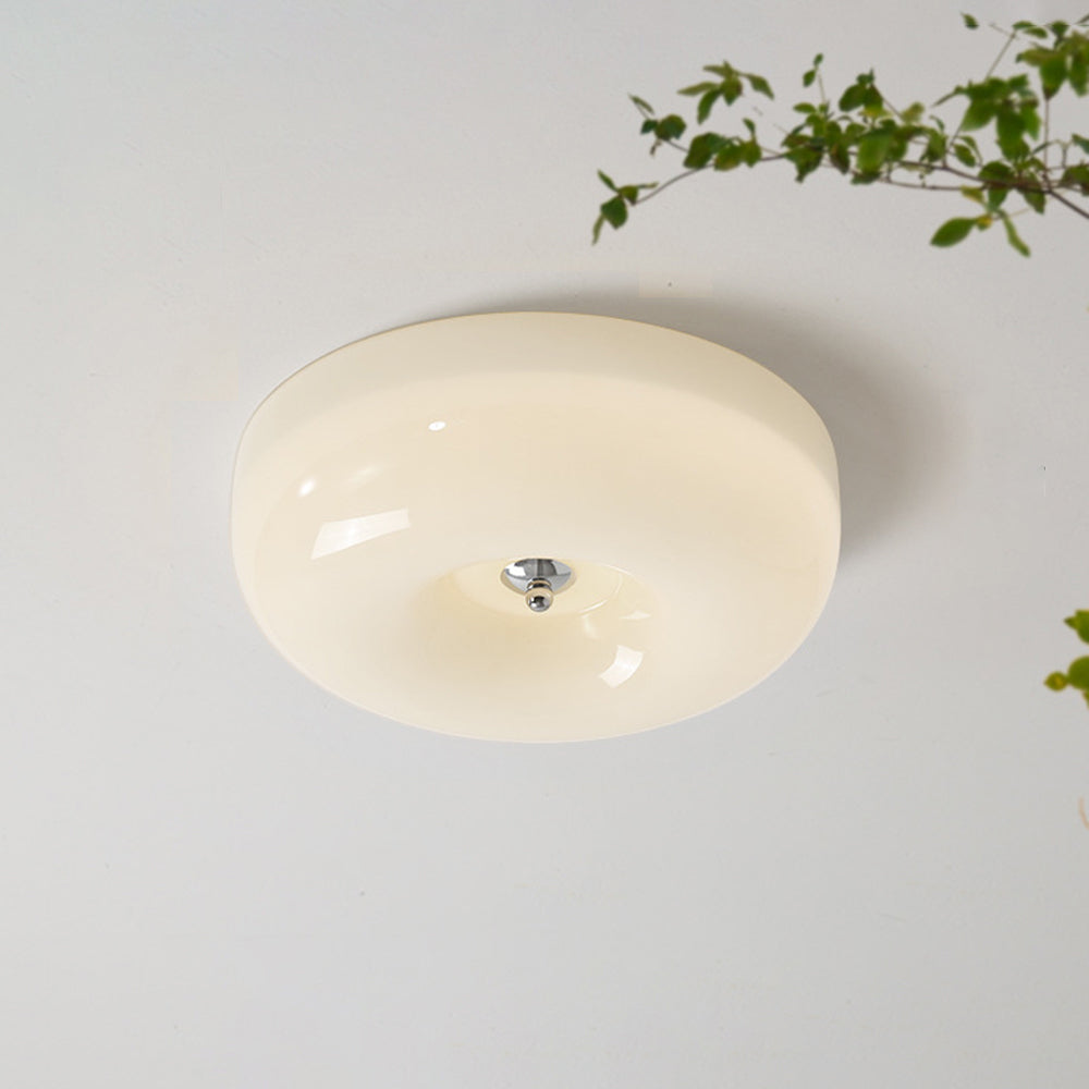 Plafonnier en verre Candy – Rond crème, blanc lait ou orange, 3 températures