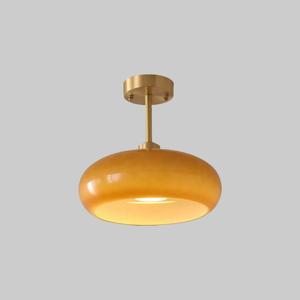 Plafonnier en verre Charlotte – Globe rond blanc ou orange, fixation plafond ou semi-plafond