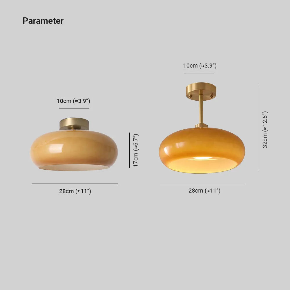 Plafonnier en verre Charlotte – Globe rond blanc ou orange, fixation plafond ou semi-plafond