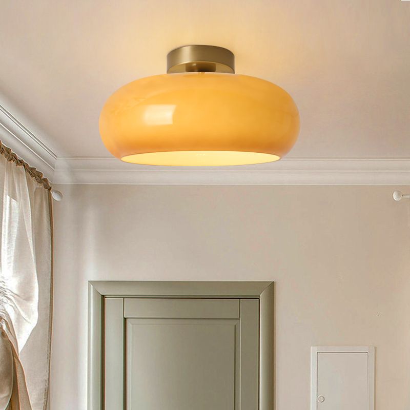 Plafonnier en verre Charlotte – Globe rond blanc ou orange, fixation plafond ou semi-plafond