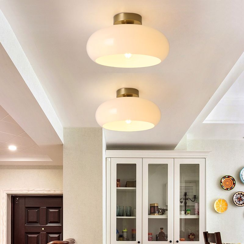 Plafonnier en verre Charlotte – Semi-plafonnier / Blanc