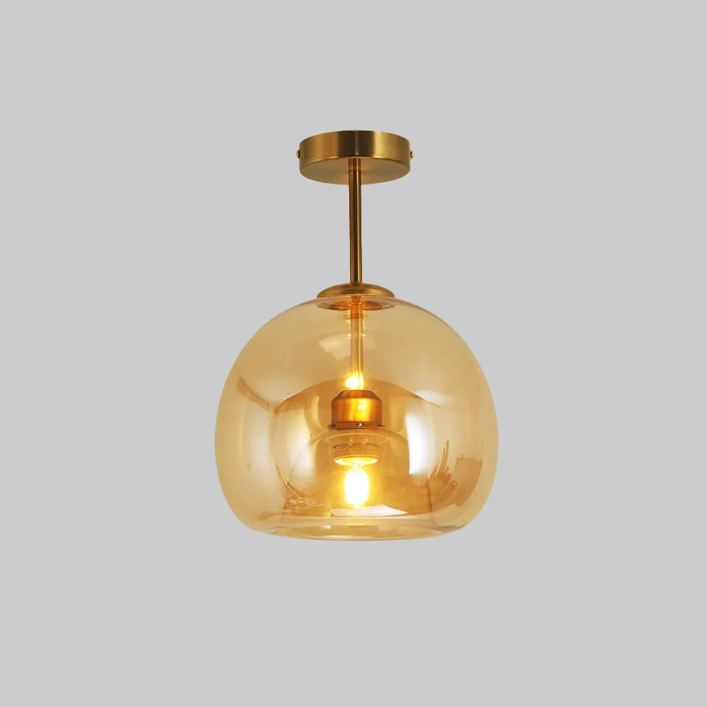 Plafonnier en verre Rhea – Semi-encastré ou suspension, métal laiton ou noir