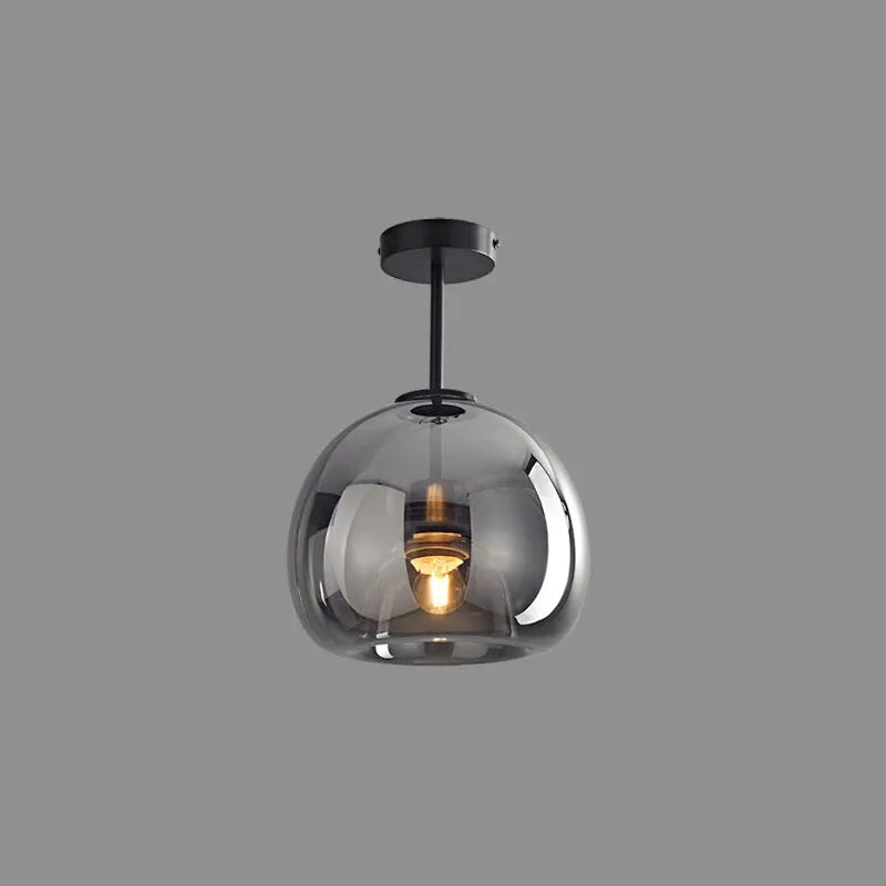 Plafonnier en verre Rhea – Semi-encastré ou suspension, métal laiton ou noir