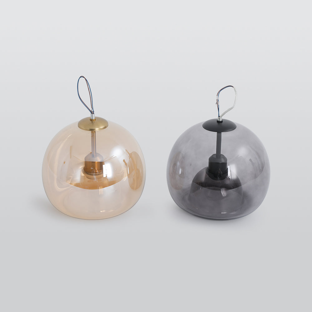 Plafonnier en verre Rhea – Semi-encastré ou suspension, métal laiton ou noir