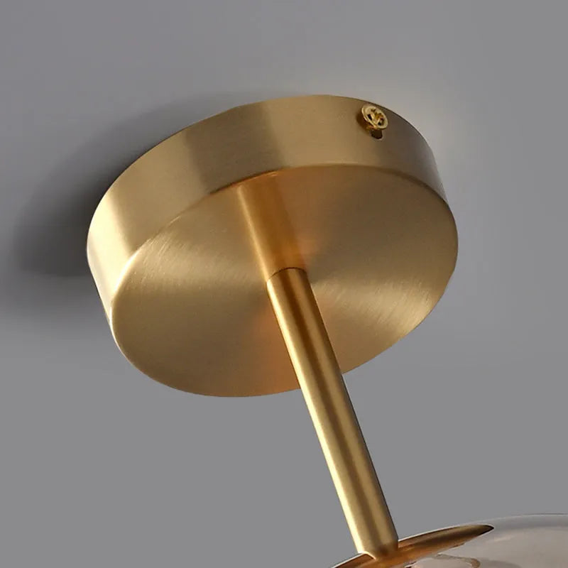 Plafonnier en verre Rhea – Semi-encastré ou suspension, métal laiton ou noir