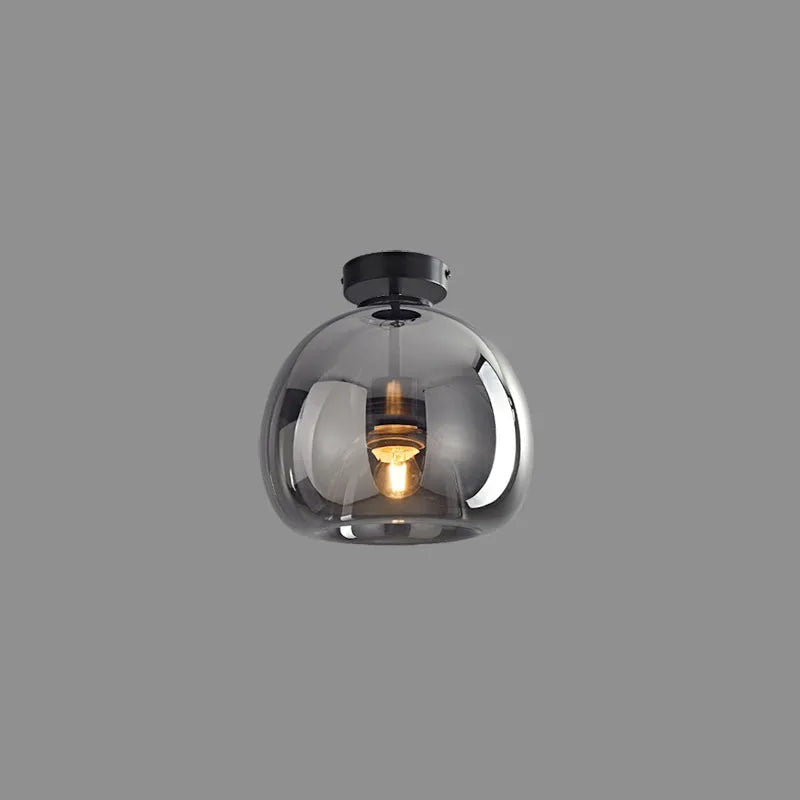Plafonnier en verre Rhea – Semi-encastré ou suspension, métal laiton ou noir