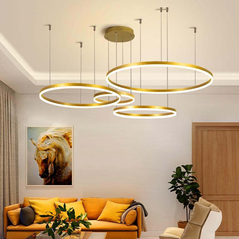 Suspension à anneaux LED Remi – Cercles en métal et acrylique, 2 à 5 anneaux