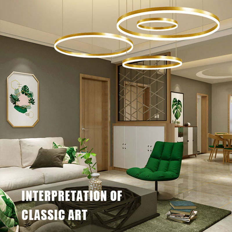 Suspension à anneaux LED Remi – Cercles en métal et acrylique, 2 à 5 anneaux