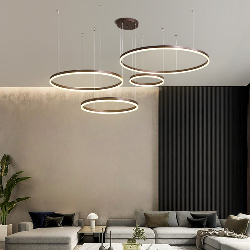 Suspension à anneaux LED Remi – Cercles en métal et acrylique, 2 à 5 anneaux