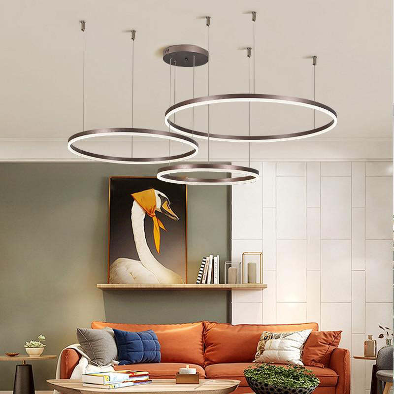 Suspension à anneaux LED Remi – Cercles en métal et acrylique, 2 à 5 anneaux