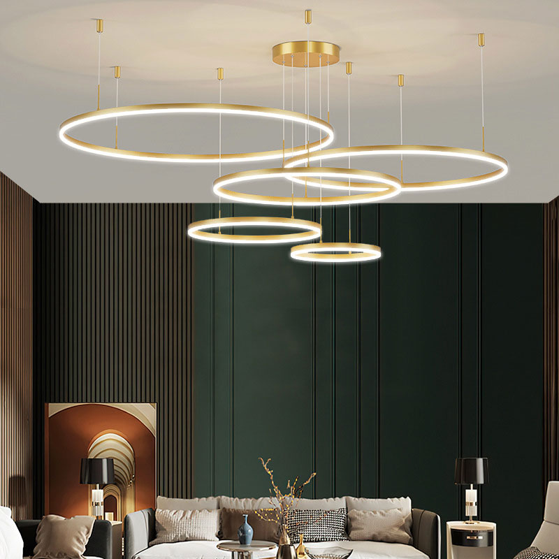 Suspension à anneaux LED Remi – Cercles en métal et acrylique, 2 à 5 anneaux