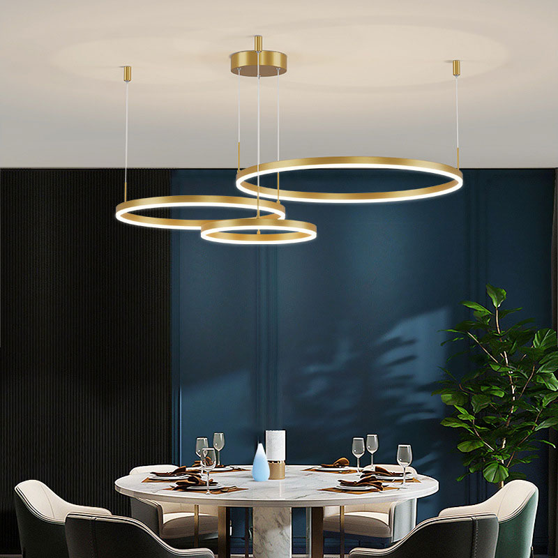 Suspension à anneaux LED Remi – Cercles en métal et acrylique, 2 à 5 anneaux
