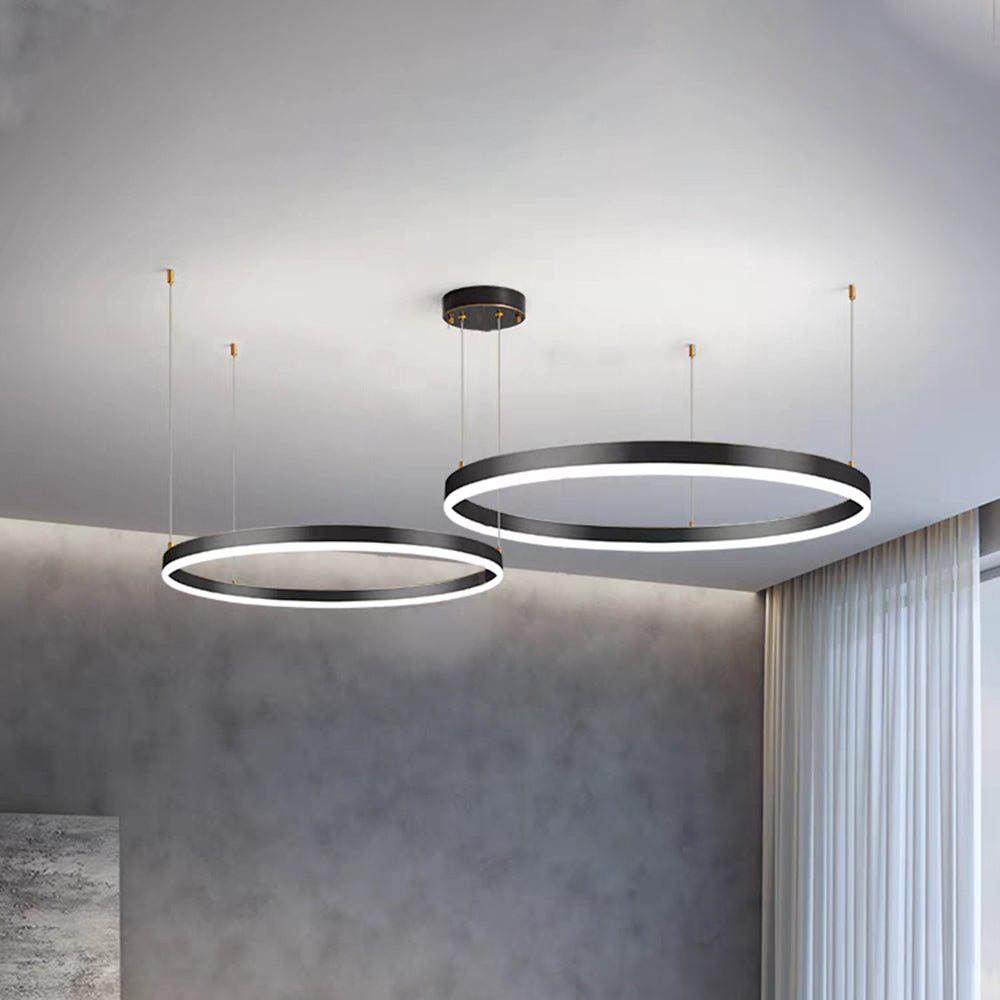 Suspension à anneaux LED Remi – Cercles en métal et acrylique, 2 à 5 anneaux