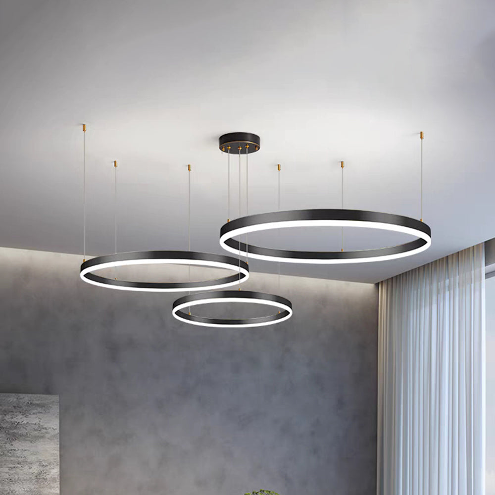 Suspension à anneaux LED Remi – Cercles en métal et acrylique, 2 à 5 anneaux