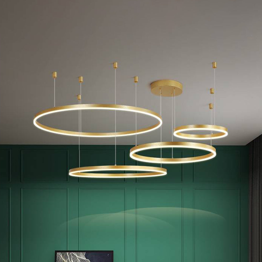 Suspension à anneaux LED Remi – Cercles en métal et acrylique, 2 à 5 anneaux