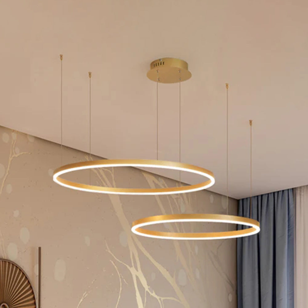 Suspension à anneaux LED Remi – Cercles en métal et acrylique, 2 à 5 anneaux