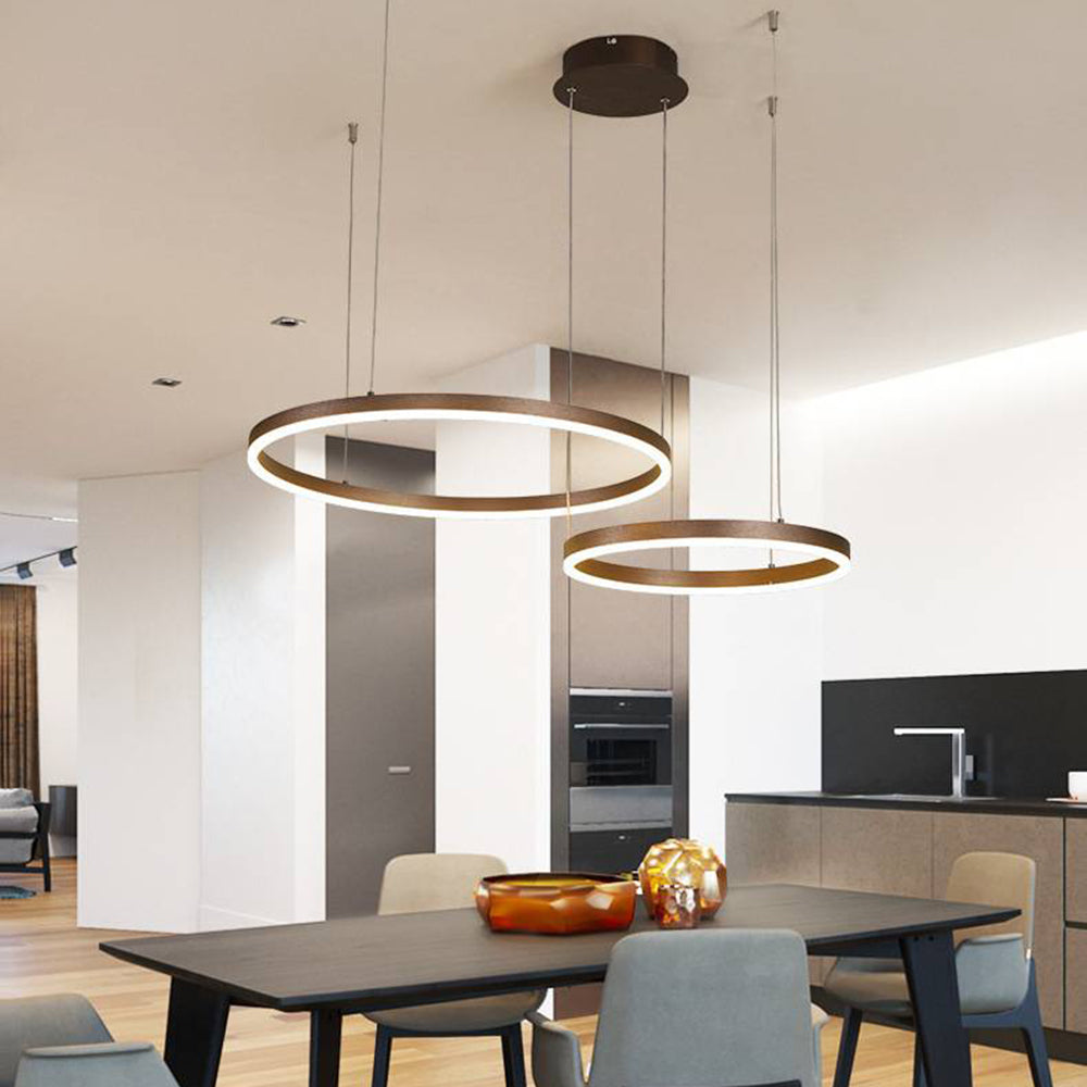 Suspension à anneaux LED Remi – Cercles en métal et acrylique, 2 à 5 anneaux