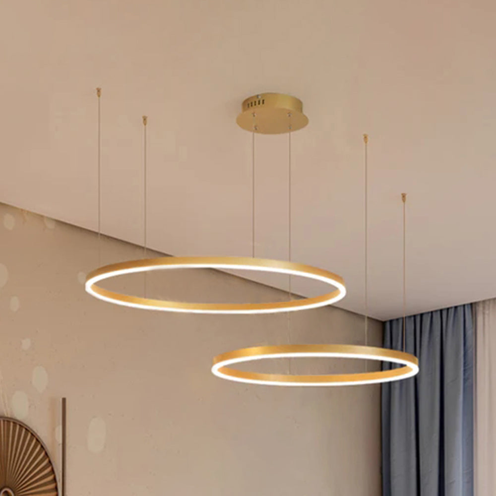 Suspension à anneaux LED Remi – Cercles en métal et acrylique, 2 à 5 anneaux