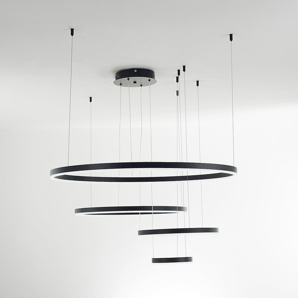 Suspension à anneaux LED Remi – Cercles en métal et acrylique, 2 à 5 anneaux