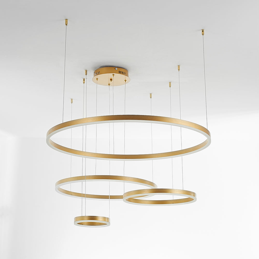 Suspension à anneaux LED Remi – Cercles en métal et acrylique, 2 à 5 anneaux