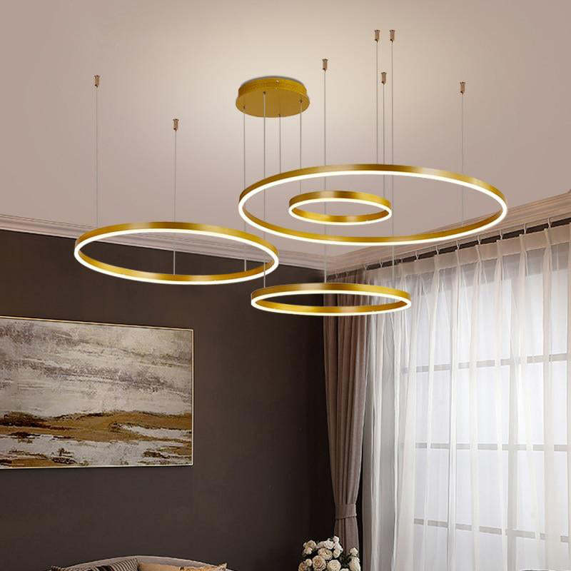 Suspension à anneaux LED Remi – Cercles en métal et acrylique, 2 à 5 anneaux