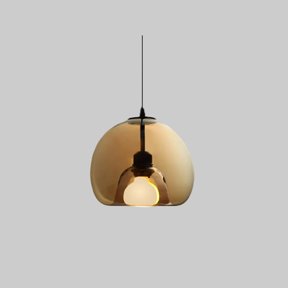 Suspension globe en verre June – Ambré