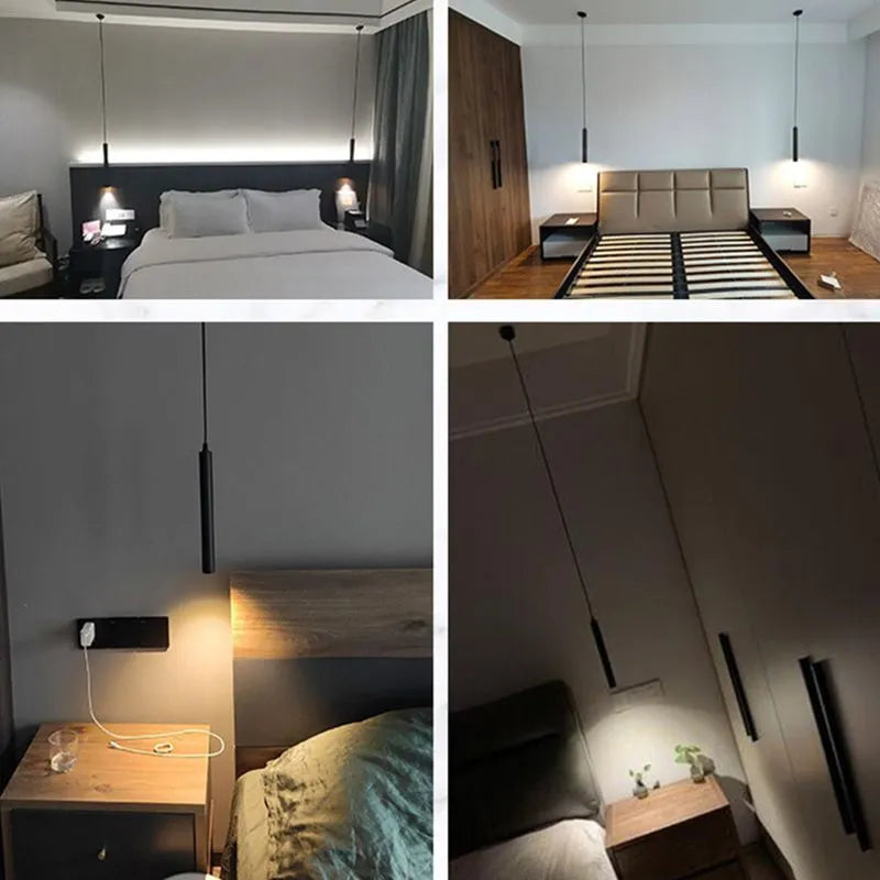 Suspension LED linéaire Filo – Métal sombre, blanc chaud, froid ou neutre