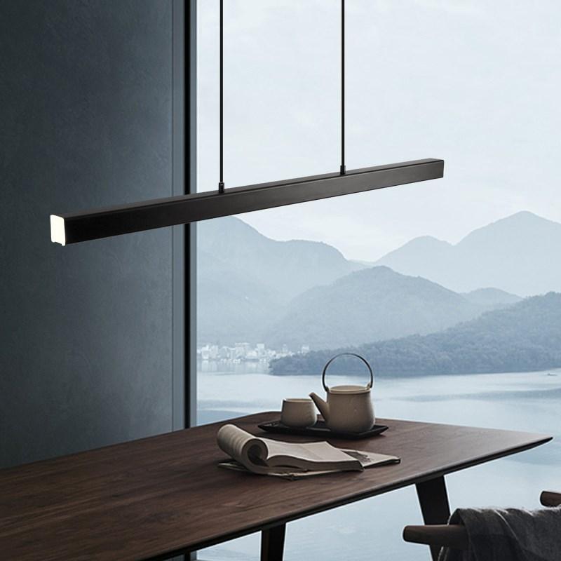 Suspension LED linéaire en métal Thala – Noire ou marron, variable avec télécommande