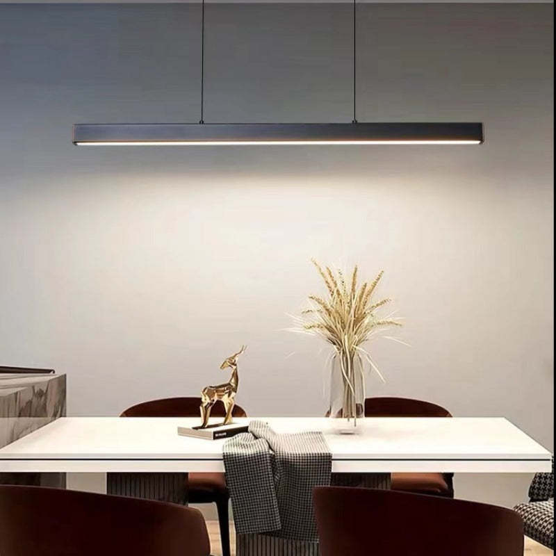 Suspension LED linéaire en métal Thala – Noire ou marron, variable avec télécommande